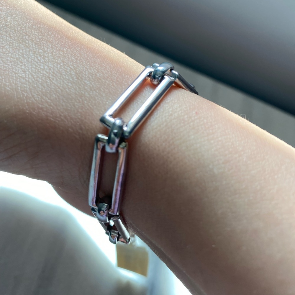 Ralph Lauren Pavé Open Link Chain Silver  Bracelet